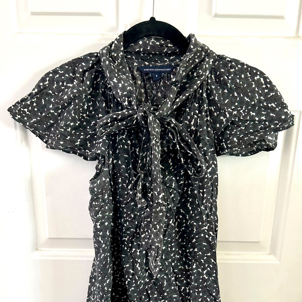 French Connection Flower Print Blouse Sz4 Pre Owned Vintage